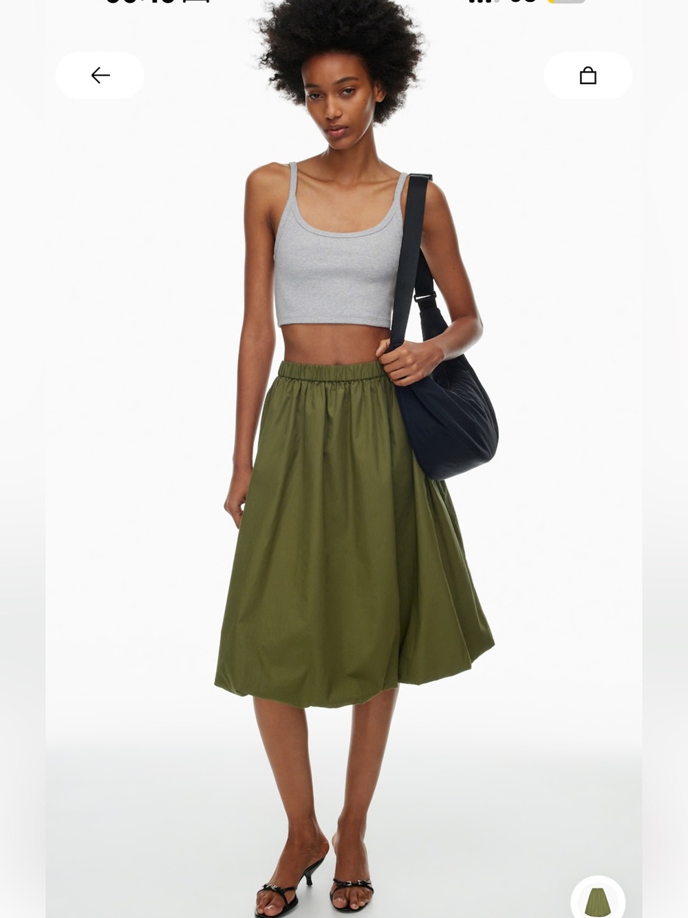 Aritzia - Sunday Best Olive Poplin Elastic-Waist Midi Skirt, Meduim